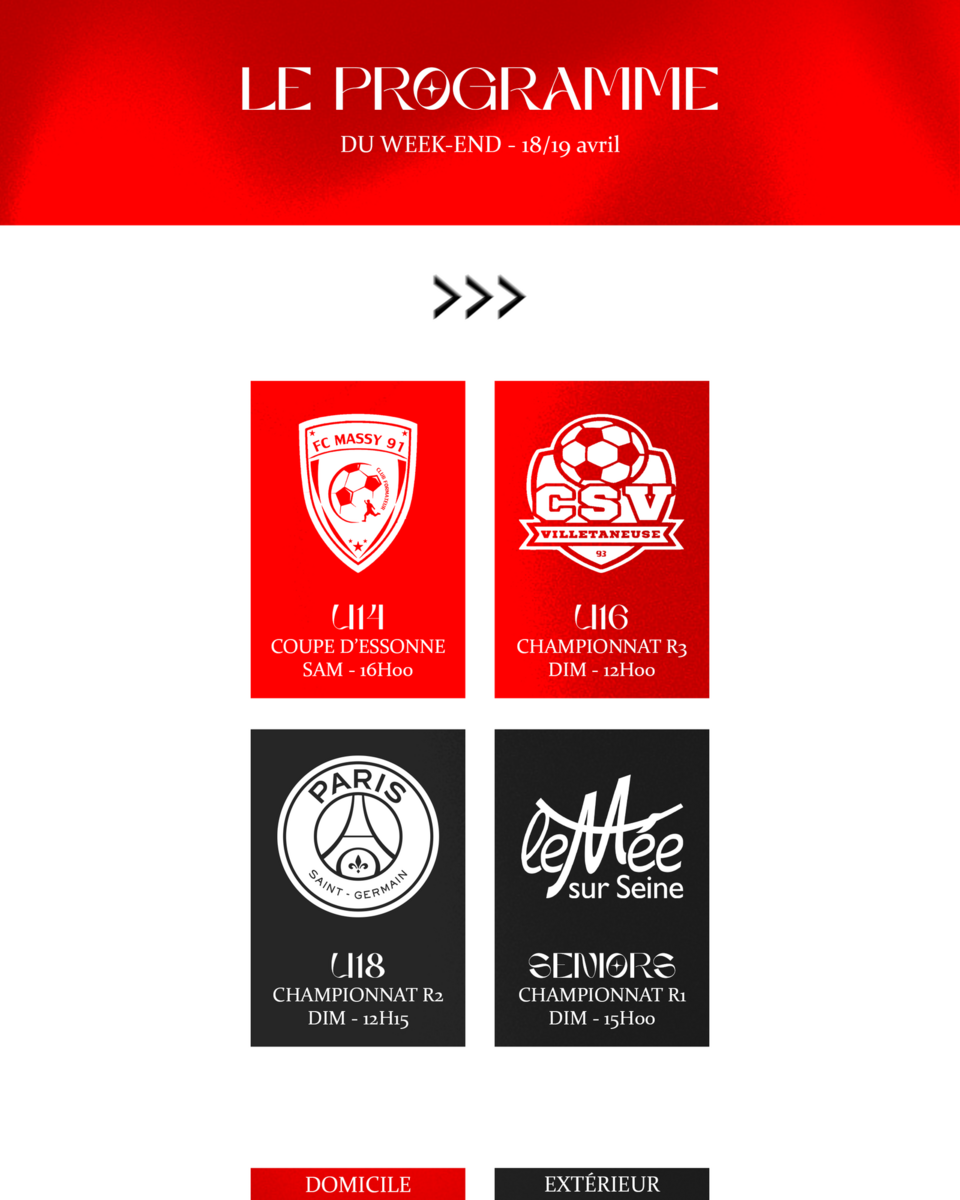 Programme du week-end - 18/19 avril 2026